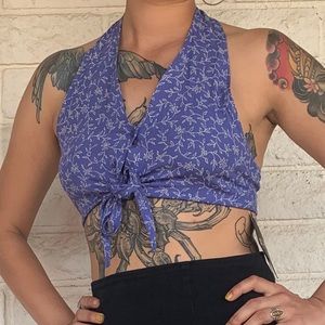 NWT Jac Vanek blue floral summer halter crop top